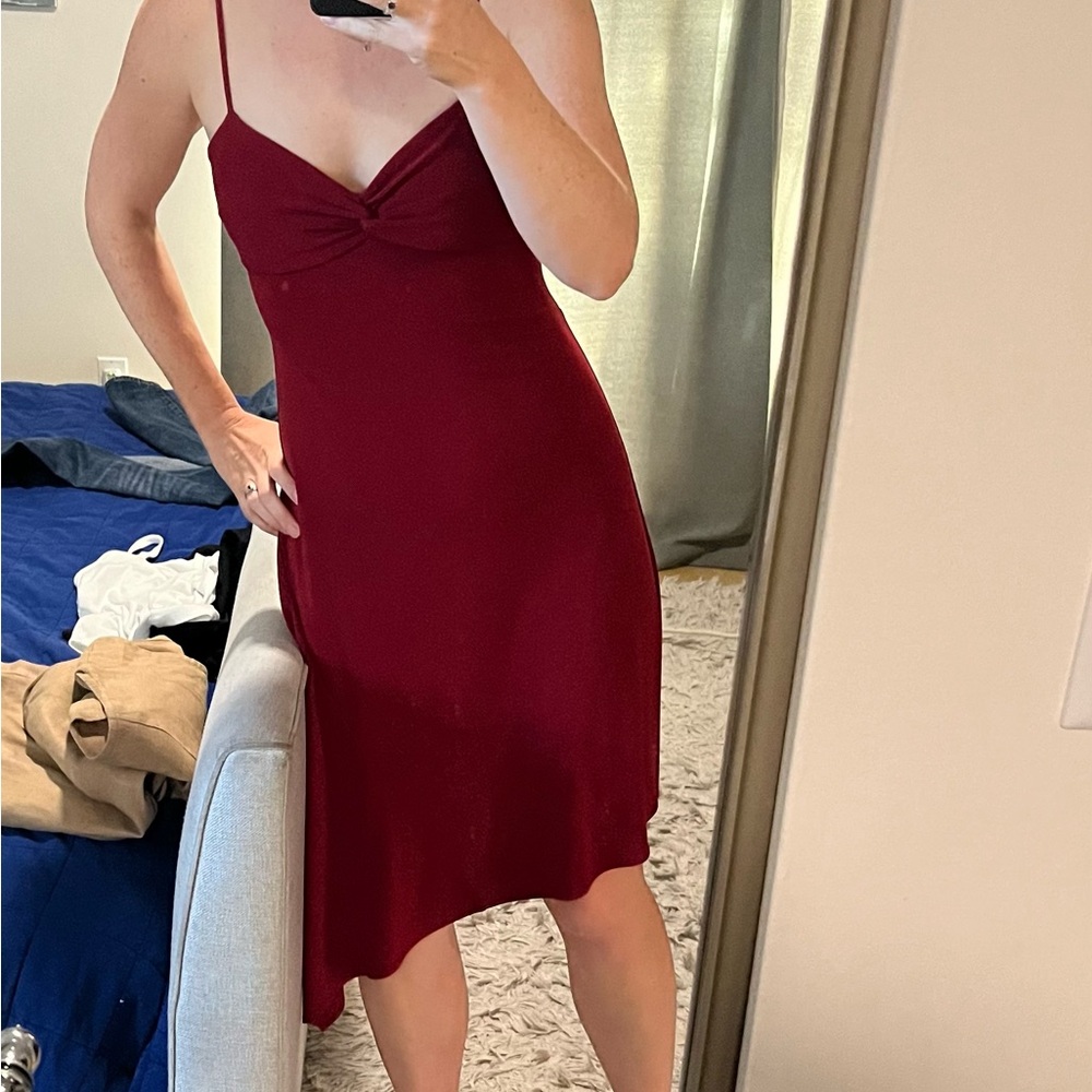 90s Medium BCBG Maxazria Red asymmetrical bottom dress
